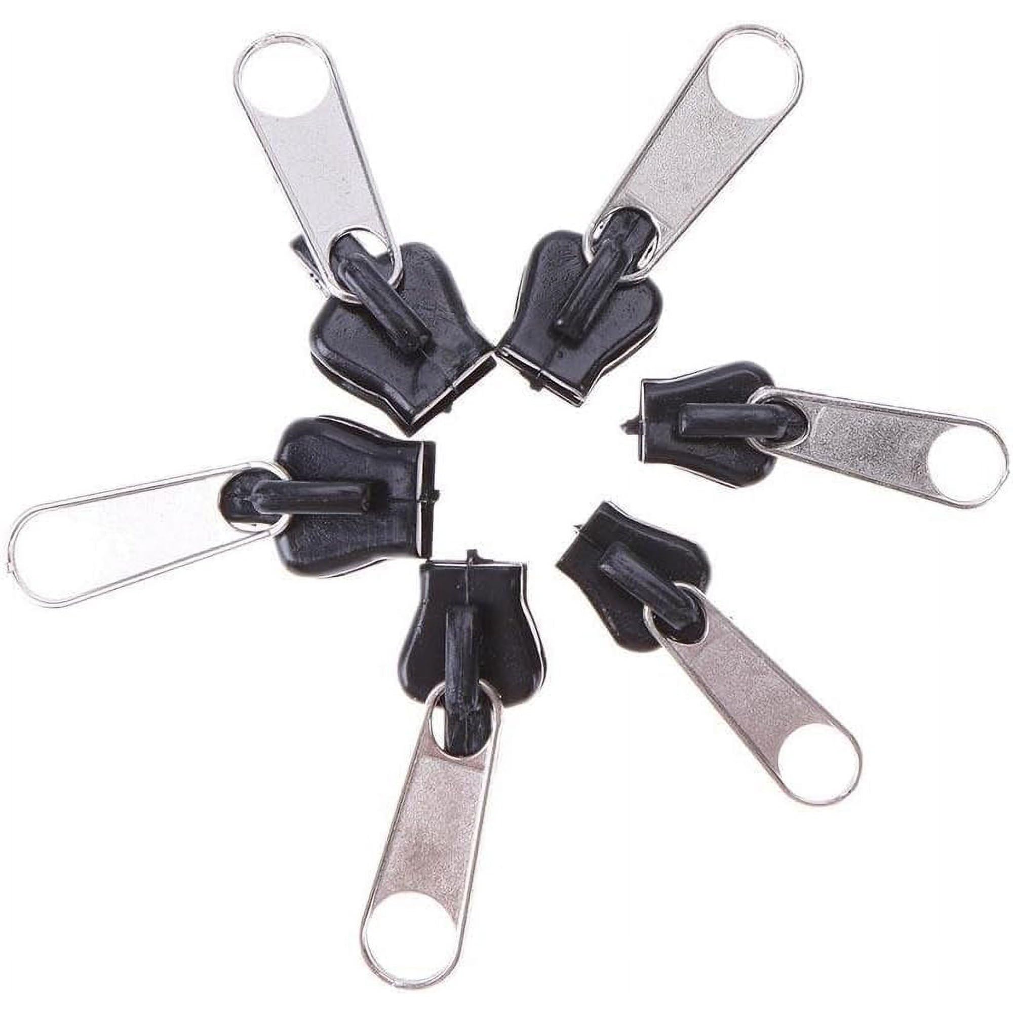 6Pcs Black Universal Instant Fix Zipper Repair Kit Replacement Zip Slider Teeth Zippers Durable and Nice Fasteners Zippers