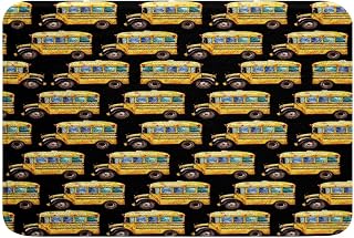 Yellow School Bus Rug Vehicles Bathroom Rugs 20"x32",Boys Cool Automobile Truck Transportation Kitchen Mat for Kids Child Teens,Kids Car Theme Room Decor,Black