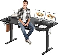 Vista 11 de SANODESK - Escritorio eléctrico de pie de 60 x 24 pulgadas, escritorio integral de altura ajustable, con controlador de 6 botones, escritorio