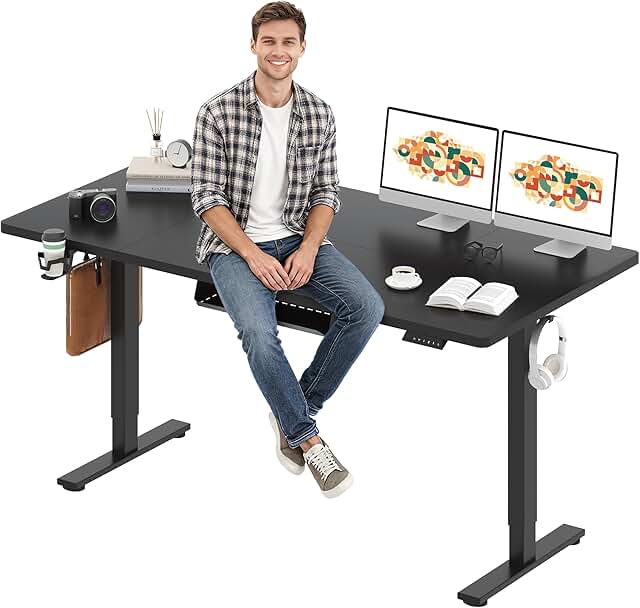 SANODESK Electric Standing Desk 71 x 32 Inches Height Adjustable Stand U...