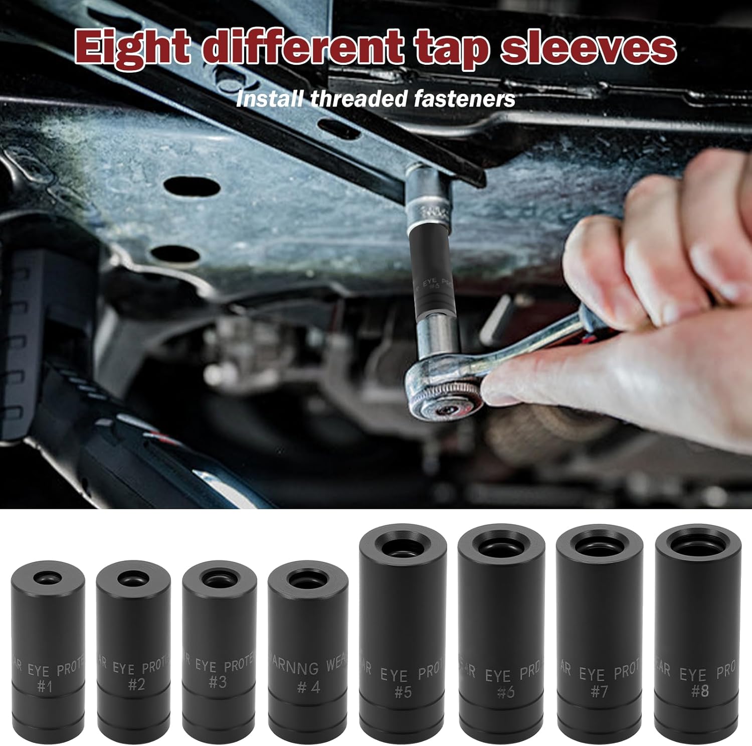 8Pcs Tap Socket Set 1/4" and 3/8" Drive Tap Holder Socket Kit with Socket Holder& 2 Extension Rods,Tap Socket Wrench Set for Tight Space Fractional MCTI Standard 1/2" & 1/8" NPT Taps; Metric Tap 12mm