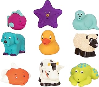 Battat – Assorted Bath Toys – 9Pcs Animal Squirters – Squirt Toys for Toddlers – Bath & Pool – Bath Buddies – 10 Months +