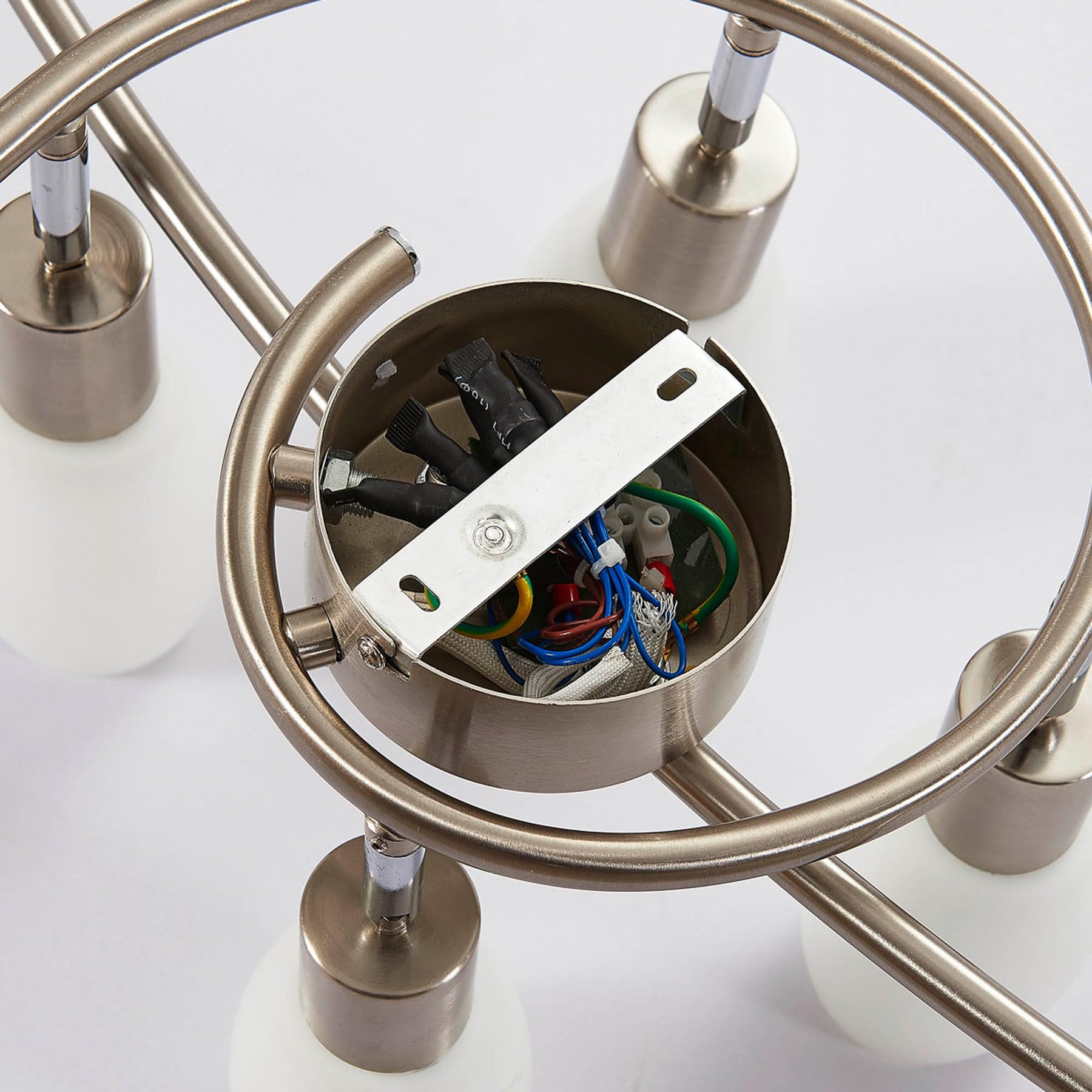 Lindby Glas Deckenlampe, Deckenstrahler drehbar und schwenkbar Deckenleuchte 6x E14 ohne Leuchtmittel Wohnzimmerlampe Küchenlampe Strahler Spot