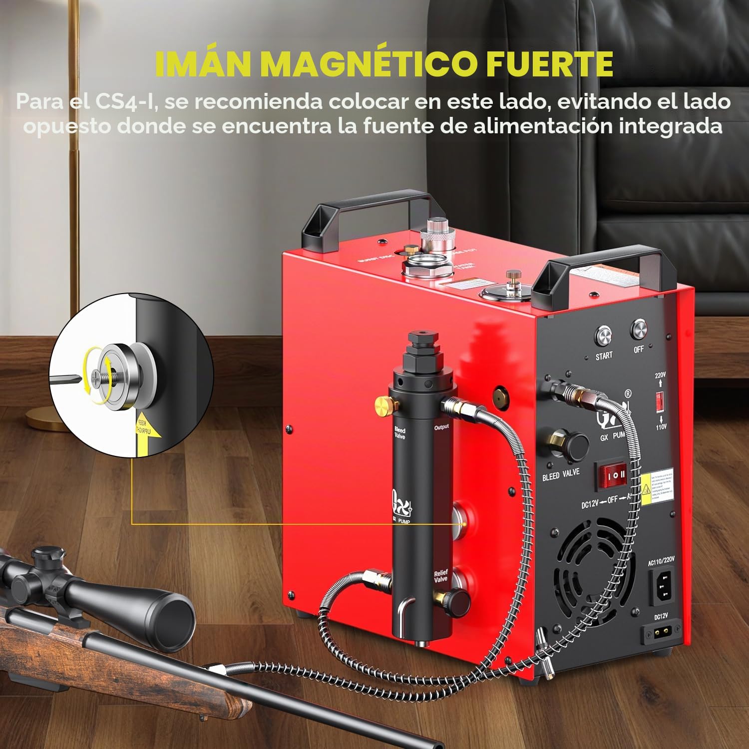 GX-PUMP - Filtro de compresor de aire PCP de alta presión de grado profesional con función de mantenimiento de presión, separador de aceite/agua de 5800 PSI, montaje magnético o de tornillo, entrada