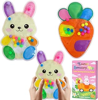 2 Pack Easter Color Sorting Sensory Toys for Toddler Easter Basket Stuffers, Fine Motor Travel Essential Montessori Autism Fidget Toys for Kid 3 4 5 Years
