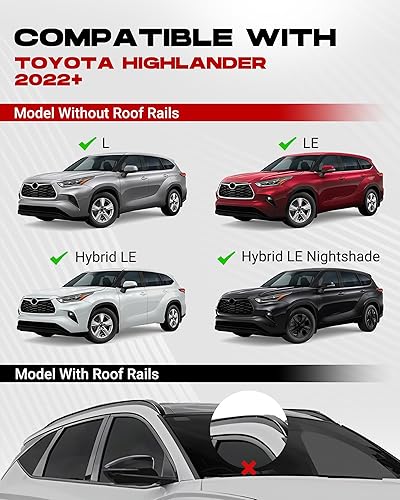 Miniatura 2 de HEKA Barras transversales con cerradura para Toyota Highlander L & LE 2020-2026 y Hybrid LE y Hybrid LE Nightshade (modelo sin rieles laterales de