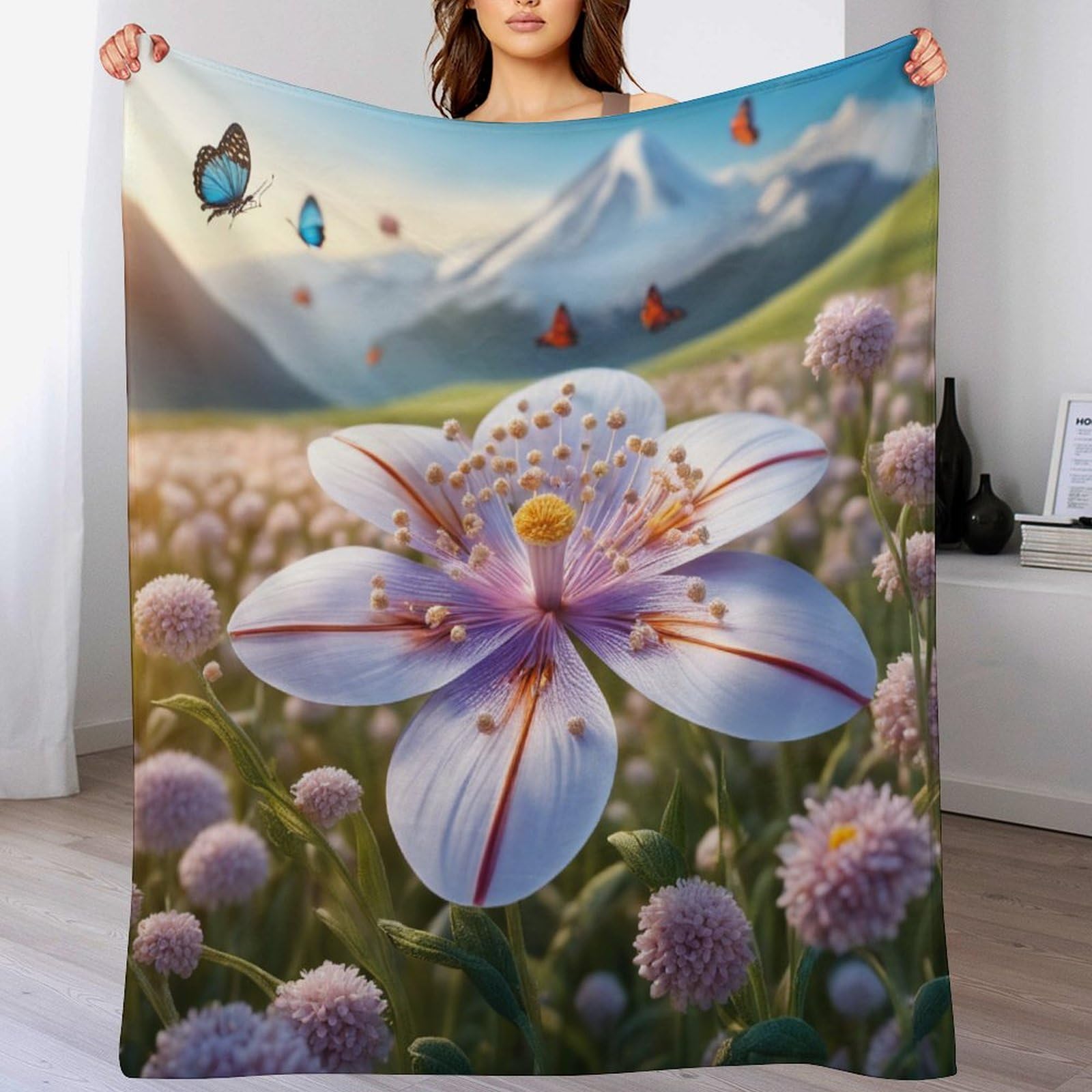 Couverture 3D fleurs douce pour éliminer les frissons du soir facilement