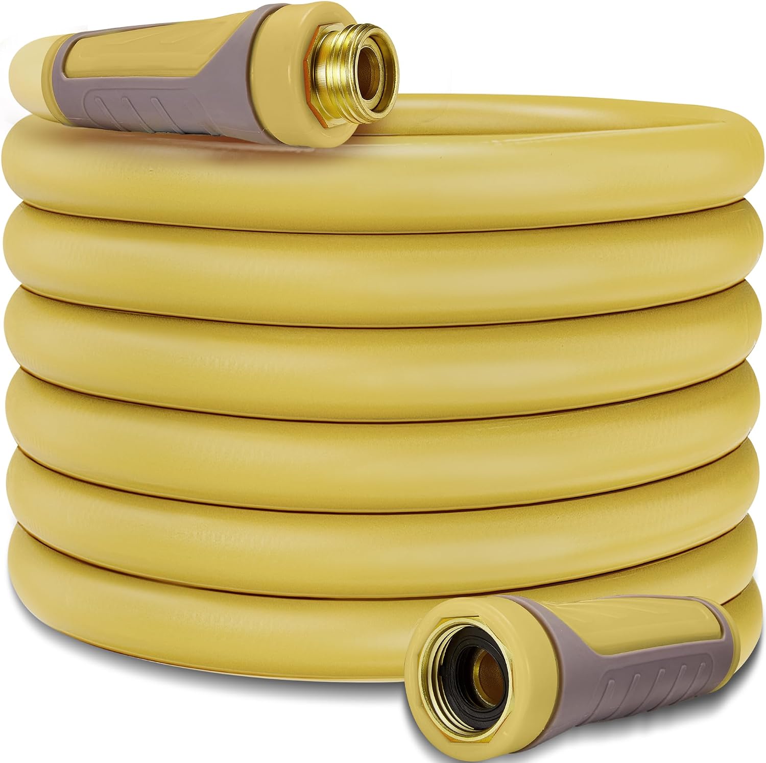 Hybrid Garden Hose 100 FT x 5/8",Heavy Duty Water Hose With 3/4" Solid Brass Fittings, No-Tangle & No-Kink,Tough & Flexible,Durable& Lightweight,Non-Expanding Garden Hoses for Yard, Outdoor, RV