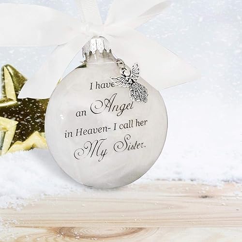 Miniatura 3 de Angel in Heaven - Adorno conmemorativo de Navidad, bola de plumas Expresión sincera a tu amor Tengo un ángel en el cielo I Call Her My Sister