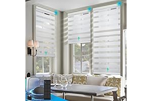 DENFOON Motorized Solar Powered Zebra Blinds Remote Control