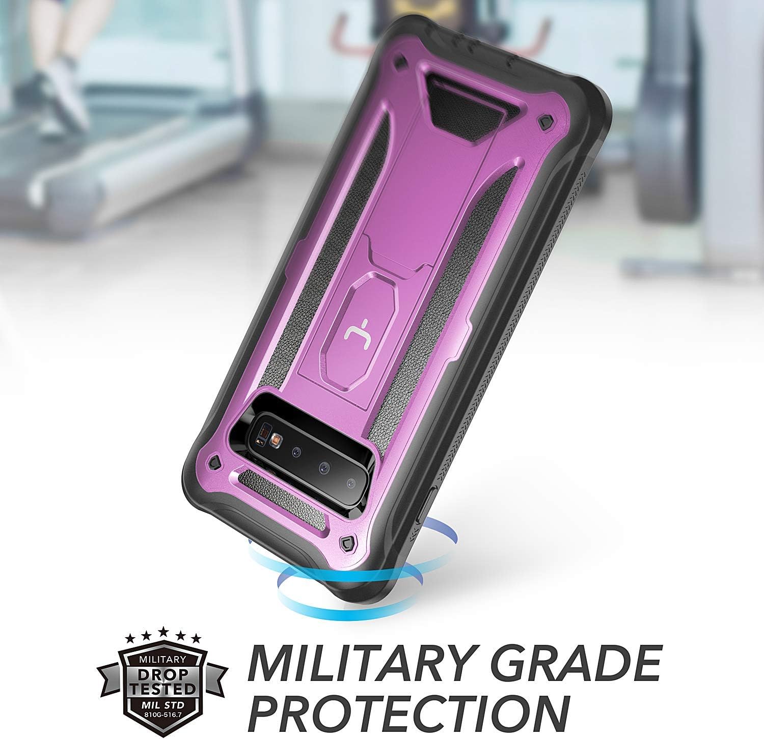 YOUMAKER Kickstand Case for Galaxy S10+ Plus, Heavy Duty Protection Full Body Shockproof Slim Fit Without Built-in Screen Protector Cover for Samsung Galaxy S10 Plus 6.4 inch - Purple