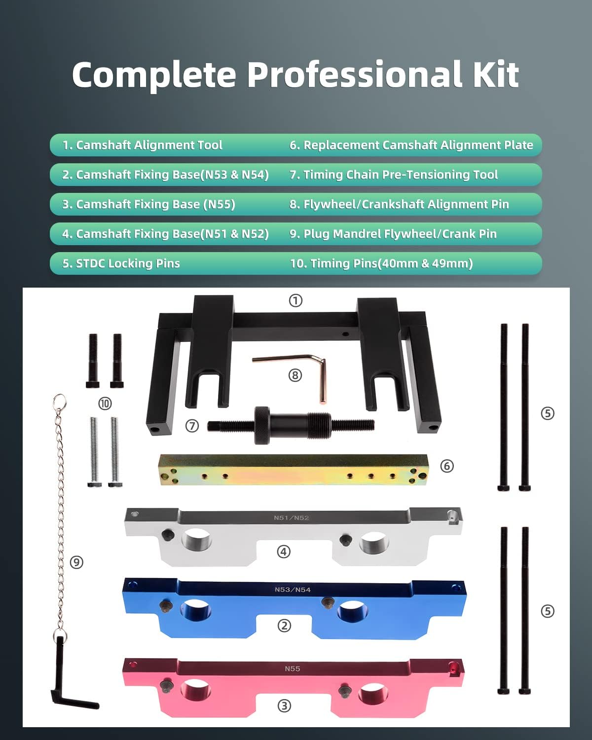 SCITOO Fit for BMW 2.5L 3.0L N51 N52 N53 N54 N55 Crankshaft Timing Locking Master Tool Kit Timing Chain