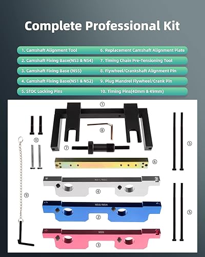 Miniatura 2 de SCITOO Compatible con BMW 2.5L 3.0L N51 N52 N53 N54 N55 Crankshaft Timing Locking Master Tool Kit de cadena de distribución