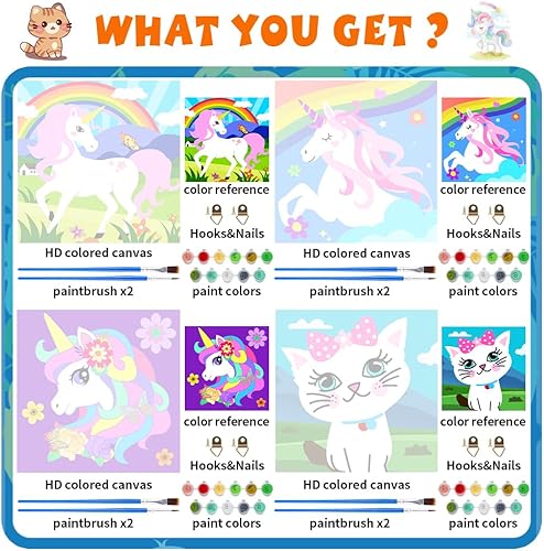 Miniatura 5 de QEUOYSS 4 pinturas por números para niños de 8 a 12 años, juego de pintura DIY para niñas, niños, adultos, manualidades principiantes para niñas de