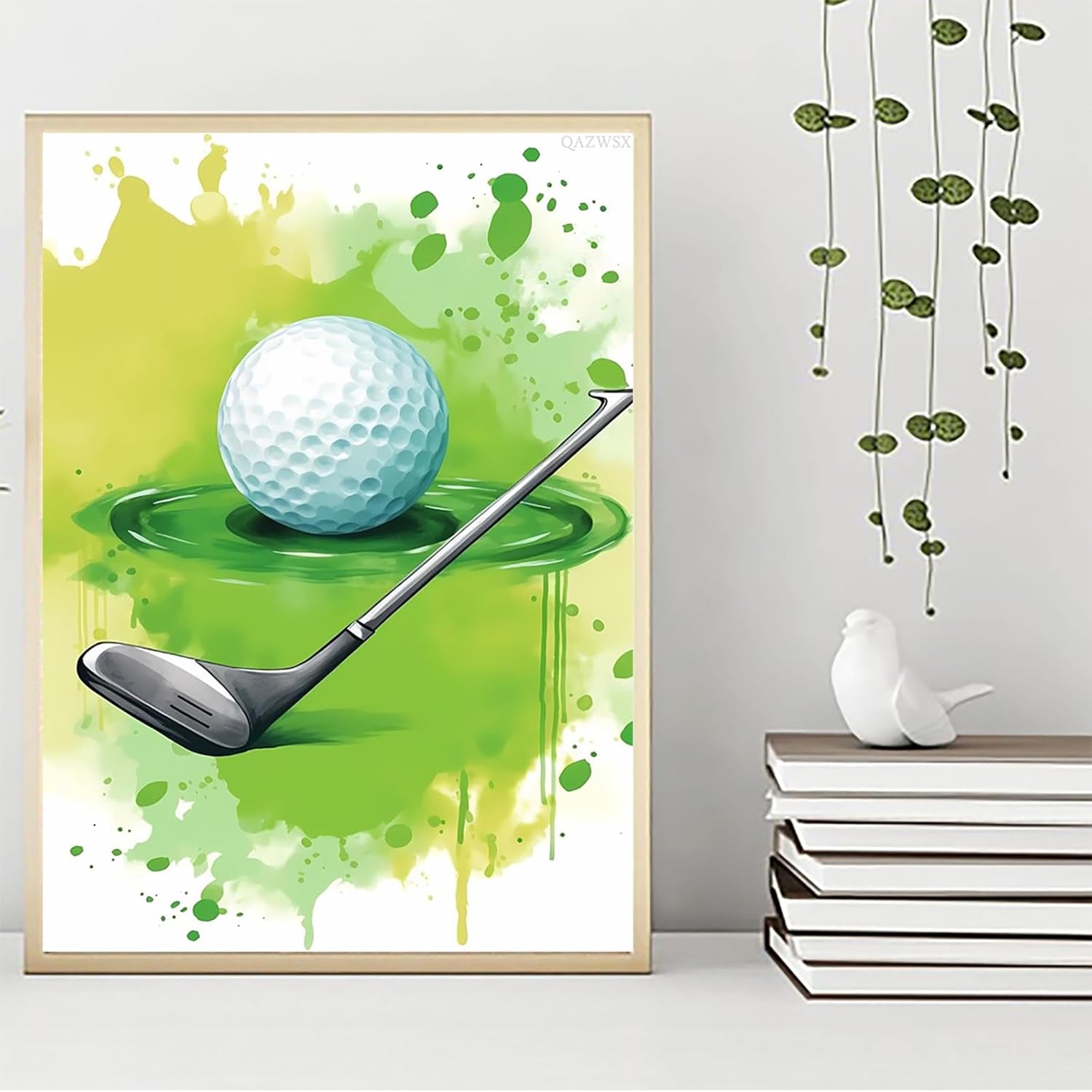 QAZWSX Golf Ball with Golf Club Diamond Painting Kit for Adult, Diamond Painting Kit for Adult Ball 5D Diamond Dots Kits Painting Crafts for Home Decor 12x16 inch