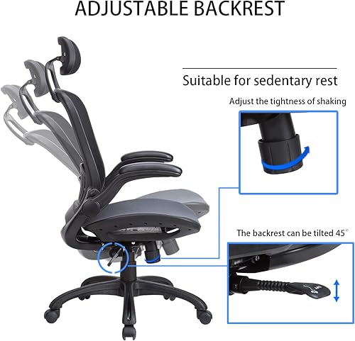 Miniatura 6 de HCB Silla de oficina, silla de escritorio, silla de malla con respaldo alto, sillas ergonómicas para computadora con reposacabezas ajustables,