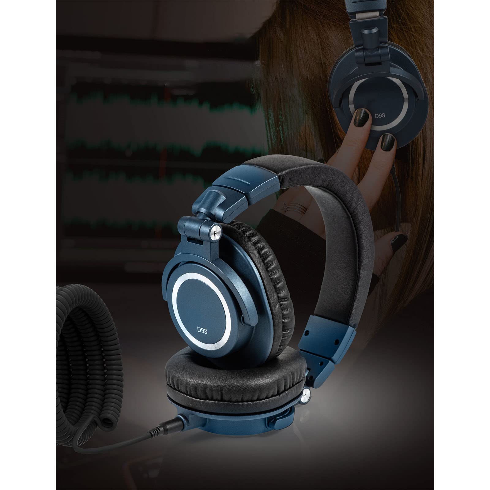 Auriculares de diadema para DJ de estudio, estéreo, profesionales, plegables, rotación de 90°, auriculares de estudio, sin micrófono