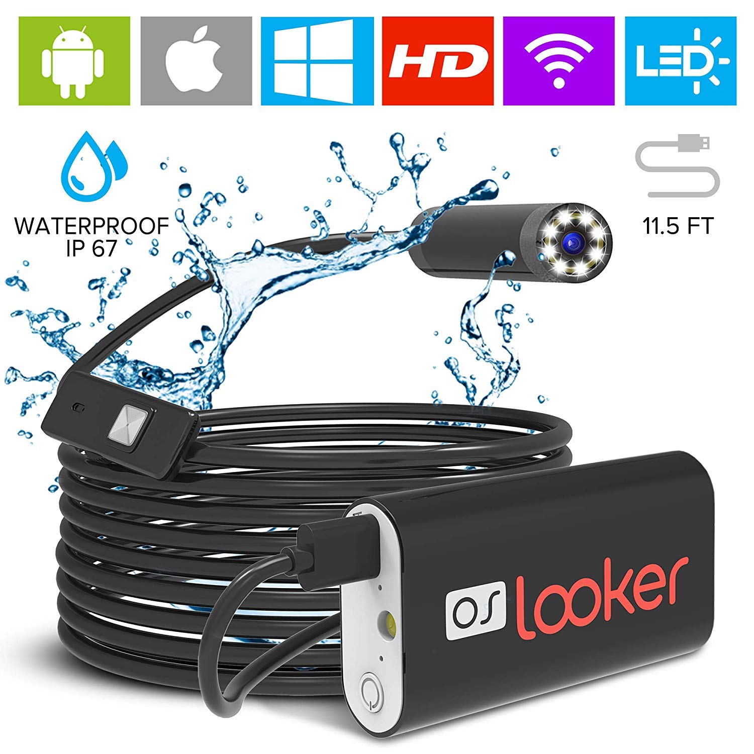 Android USB Endoscope Inspection 7mm Camera 6 LED HD IP67 Waterproof (2M)