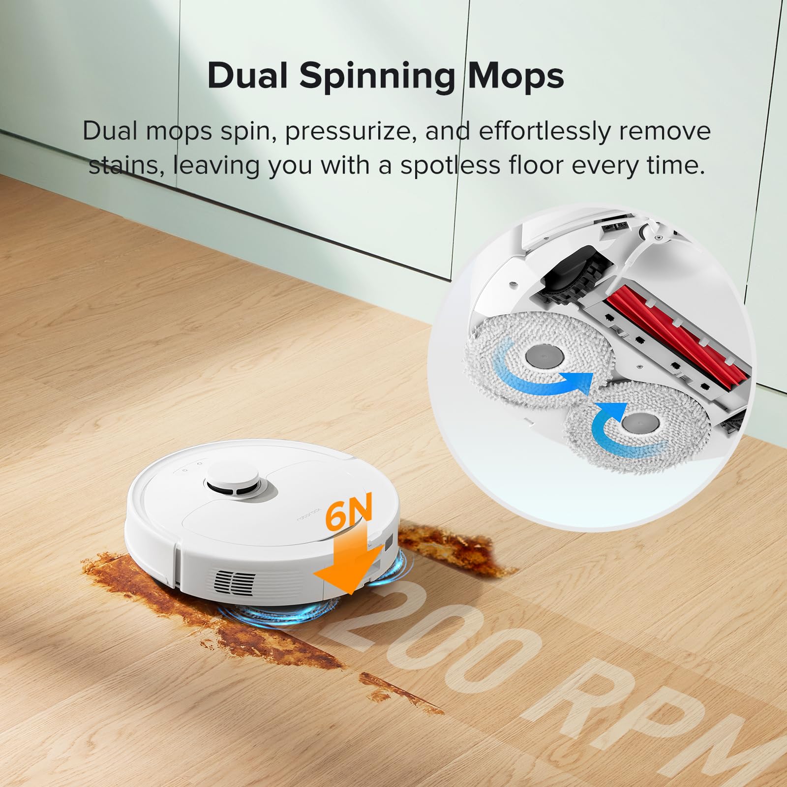 roborock Q Revo Robot Vacuum and Mop, Auto-Drying, Auto Mop Washing, Dual Spinning Mops, Auto Mop Lifting, Self-Refilling, Self-Emptying, Reactive Tech Obstacle Avoidance, 5500Pa Suction, White