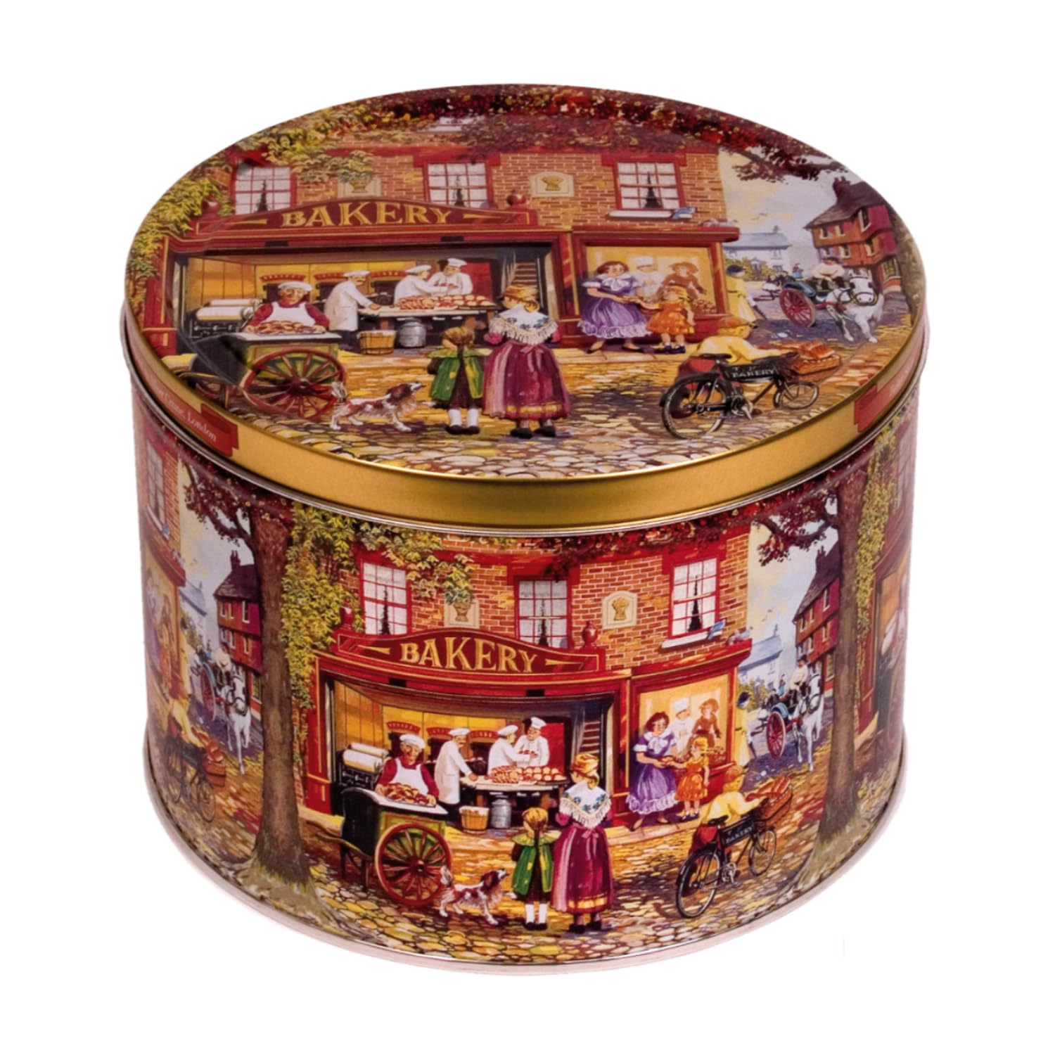 Biscotti in Latta di Metallo Tonda Jacobsens Bakery Decorata a Rilievo | Biscotti al Burro Danesi - 1 Kg | Lattine Biscotti