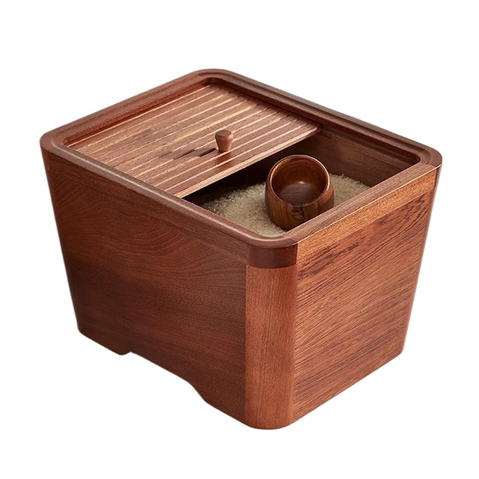 Contenitore per cereali in legno con dispenser per organizzazione dispensa da cucina, dispenser ermetico per cereali per pasta, riso, snack