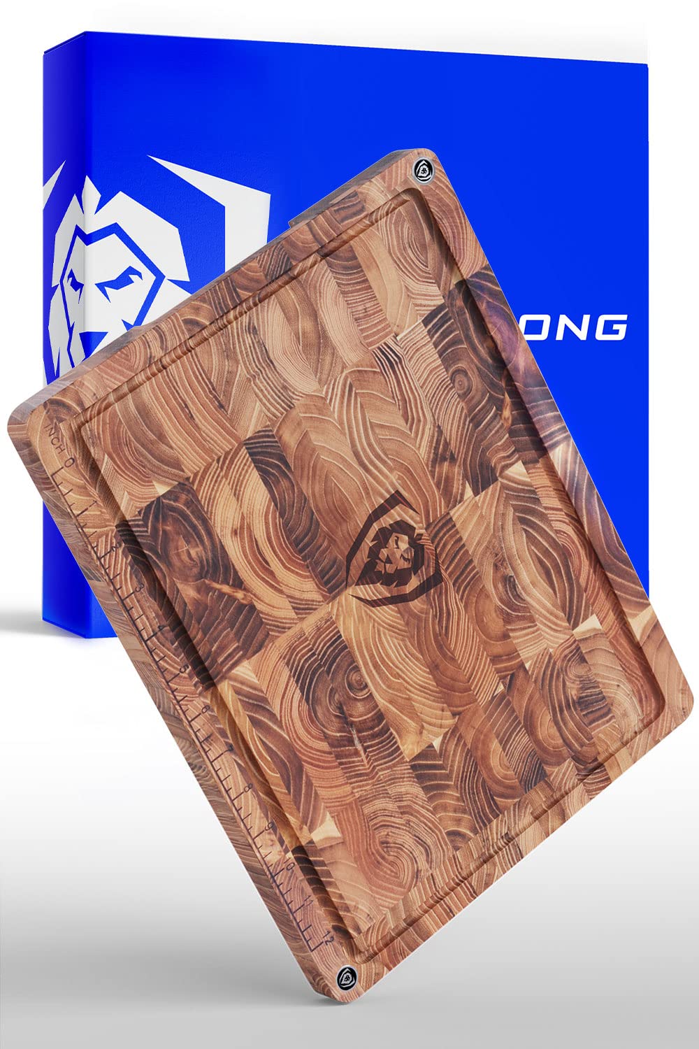 DALSTRONGTeak Wood Cutting Board - 15" x 12" Medium Size - Tight Wood Grain - Laser-Engraved Measurements & Juice Groove - Kitchen Chopping Board - Serving - Large Cutting Boards - Gift Packaging