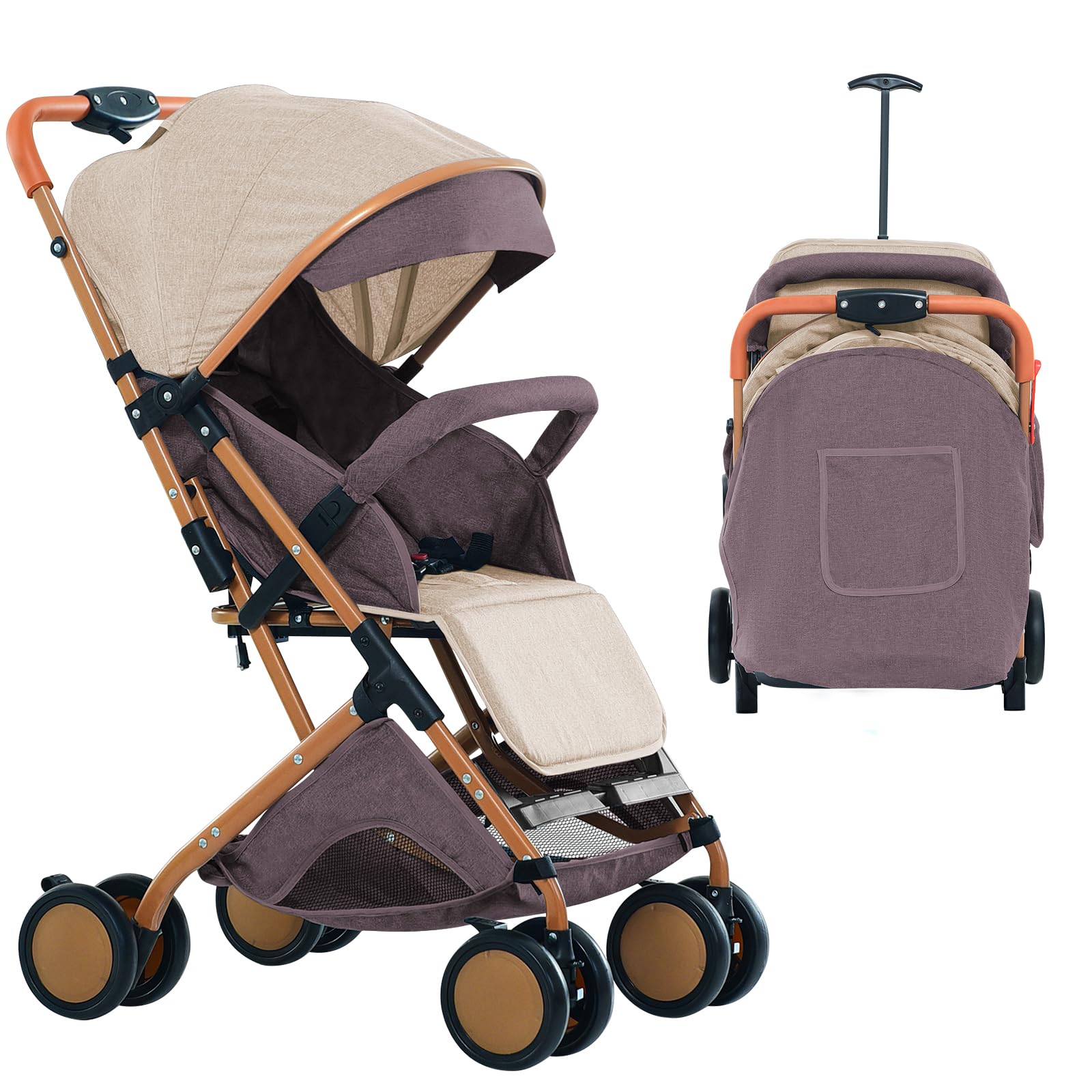 Oxford Baby Kinderwagen,Reisebuggy,Kinderwagen,0–4 Jahre,bis 22 kg,kompakt zusammenklappbar, Geräumiger Sitz,3 Liegepositionen,10 kg großen Aufbewahrungskorb,schnell zusammenklappbar (B-Kaki)