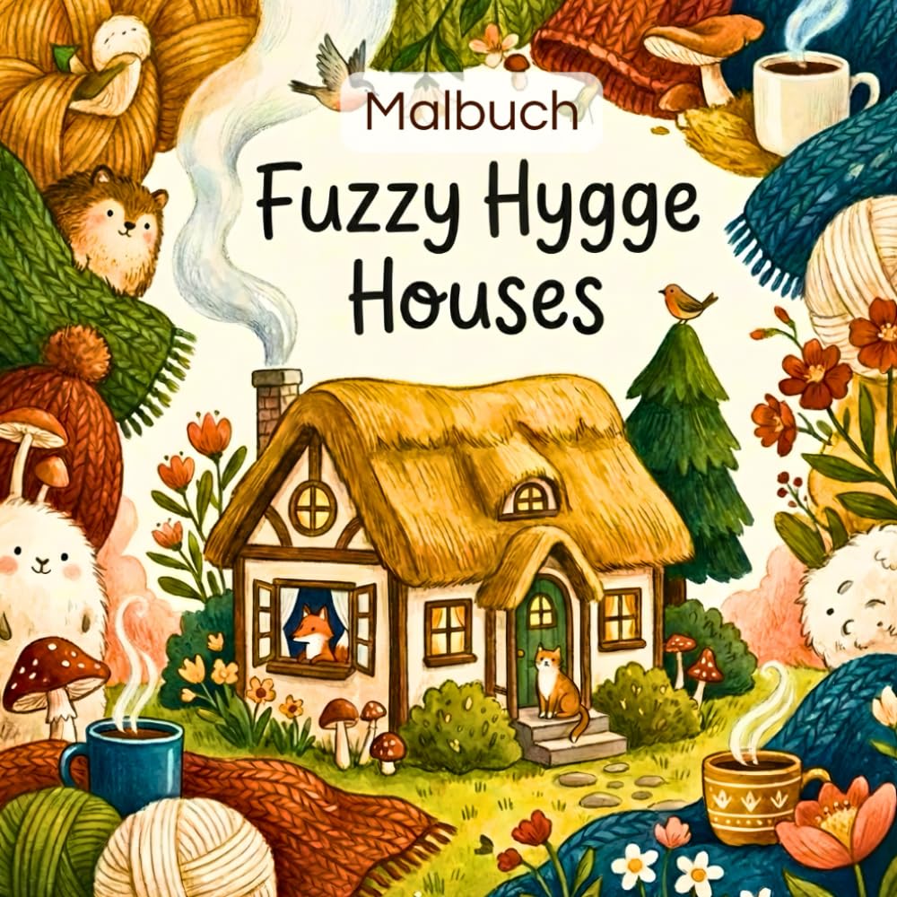 Hygge Fuzzy Houses - Malbuch: Süße Häuschen mit gemütlichem Cottagecore-Vibe