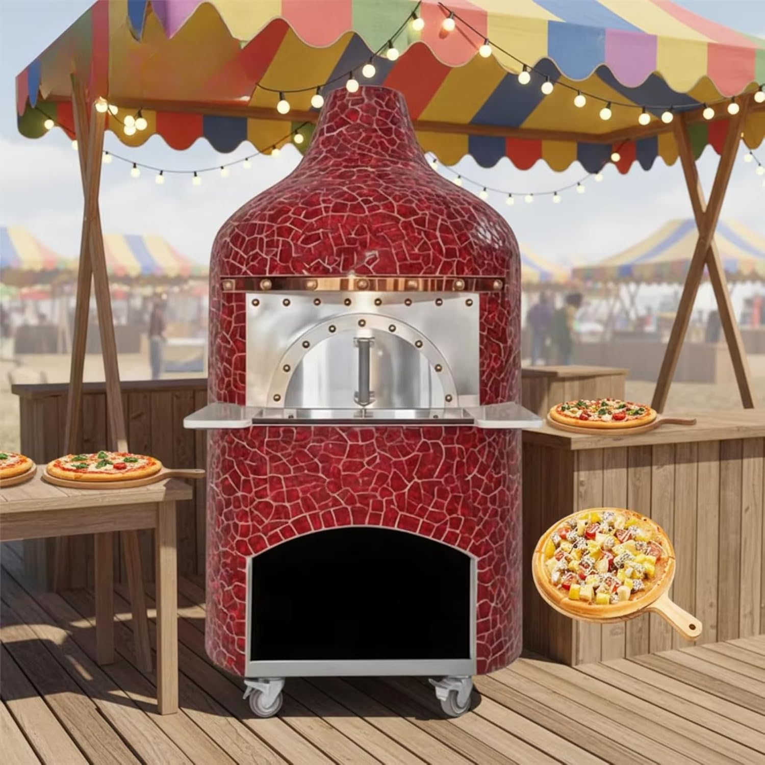 Heavy-Duty Industrial Rotating Baking Equipment, Electric or Gas Powered, Large Capacity, Stainless Steel Exterior for Pizzeria, Restaurant, Catering