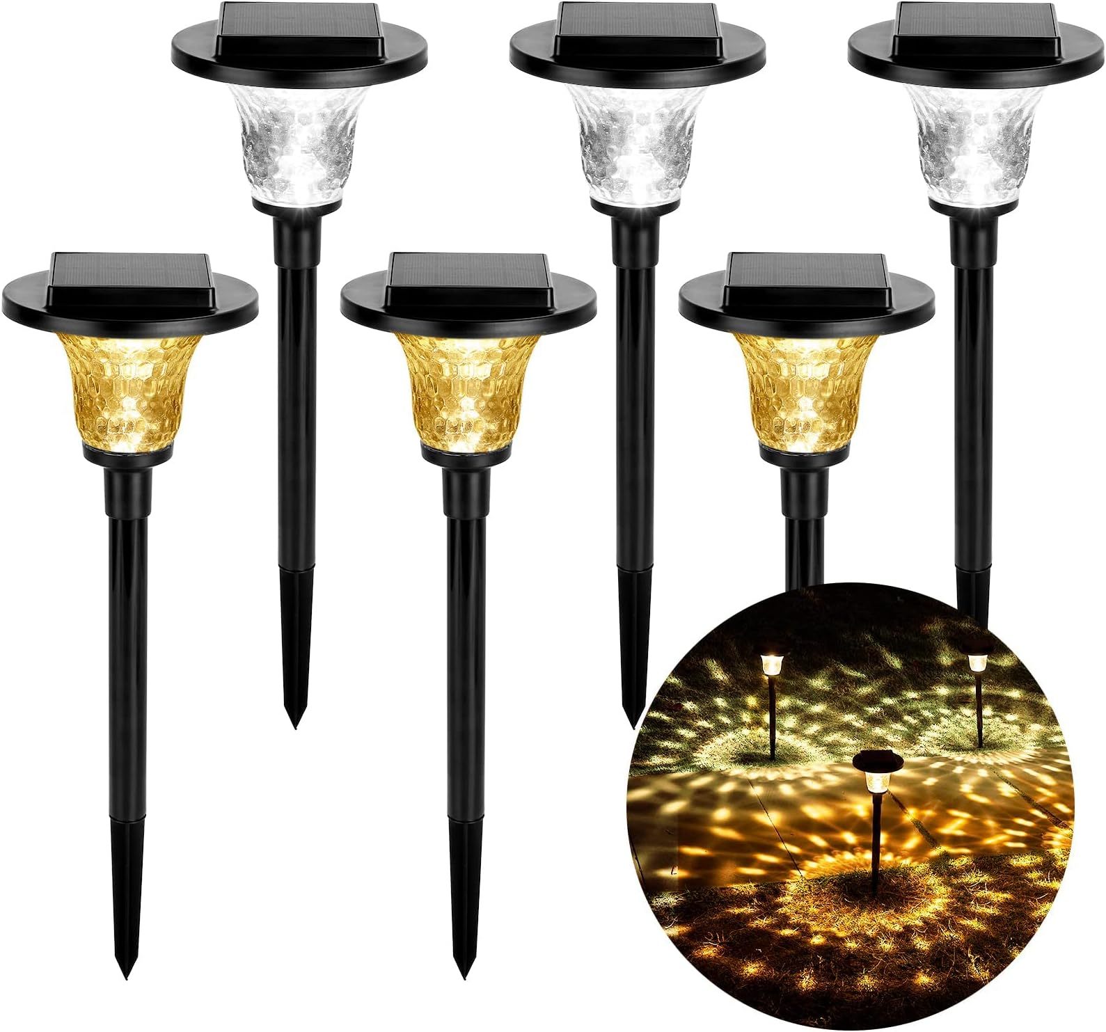 SUNNEST Solar Pathway Lights Outdoor, 6 Pack LED Solar Garden Lights