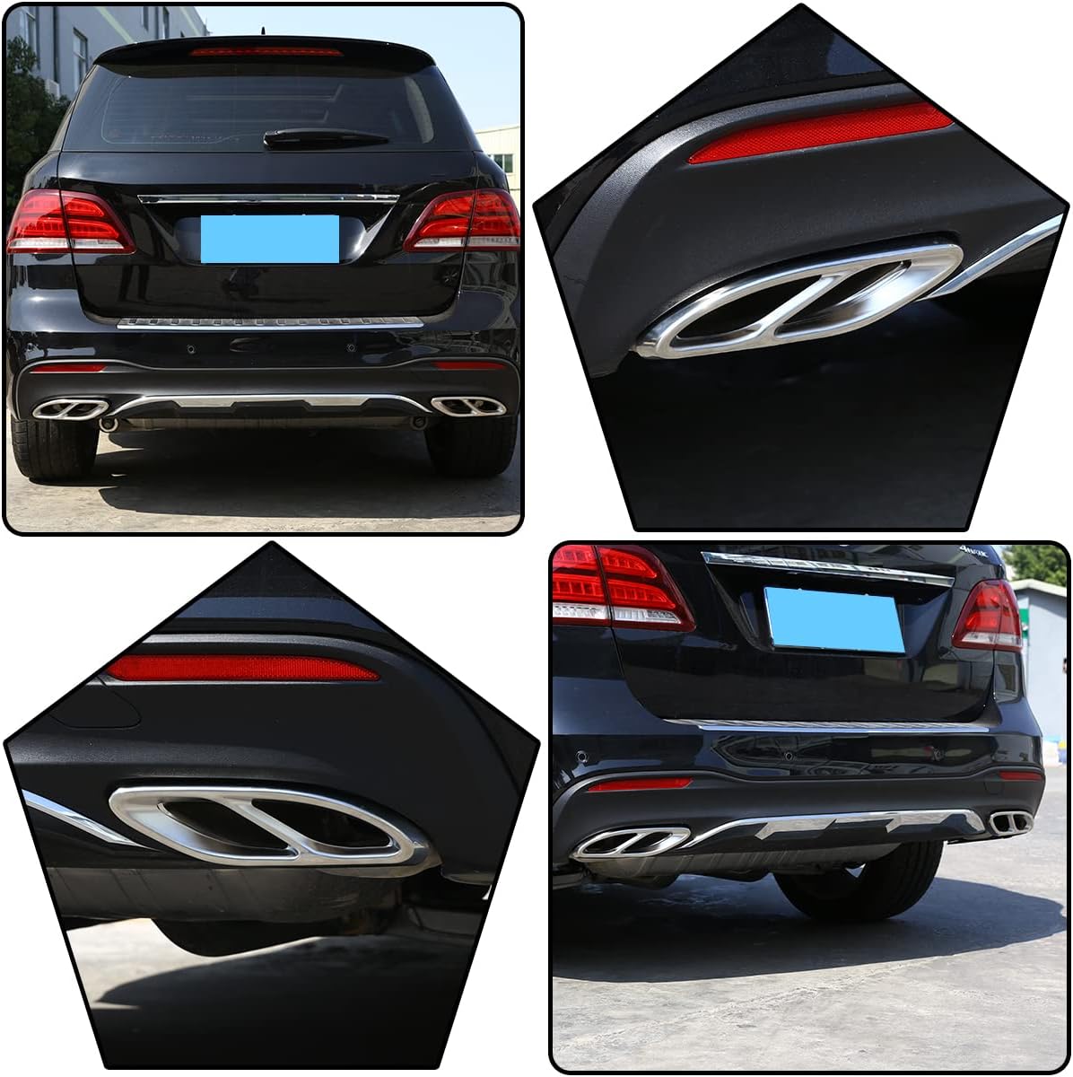 2pcs Gloss Black Steel Exhaust Trims for Mercedes Benz GLC C E-Class C207 Coupe 2014-2017 W213 W212 W205 X253 C180 C200 Car Part