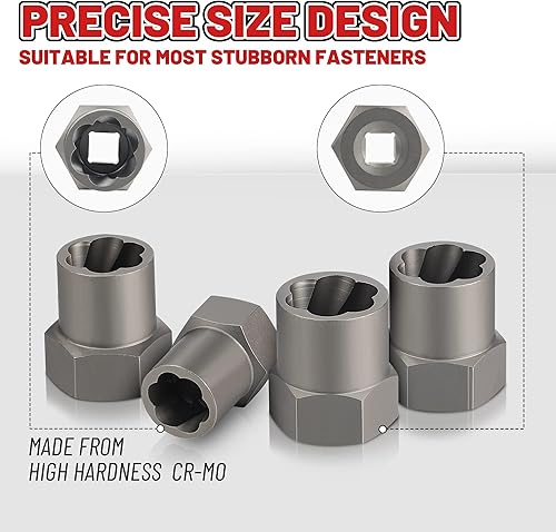 Miniatura 5 de UYECOVE Juego de 15 extractores de pernos juego de extractor de pernos rotos para quitar tuercas de llanta dañadas congeladas oxidadas redondeadas