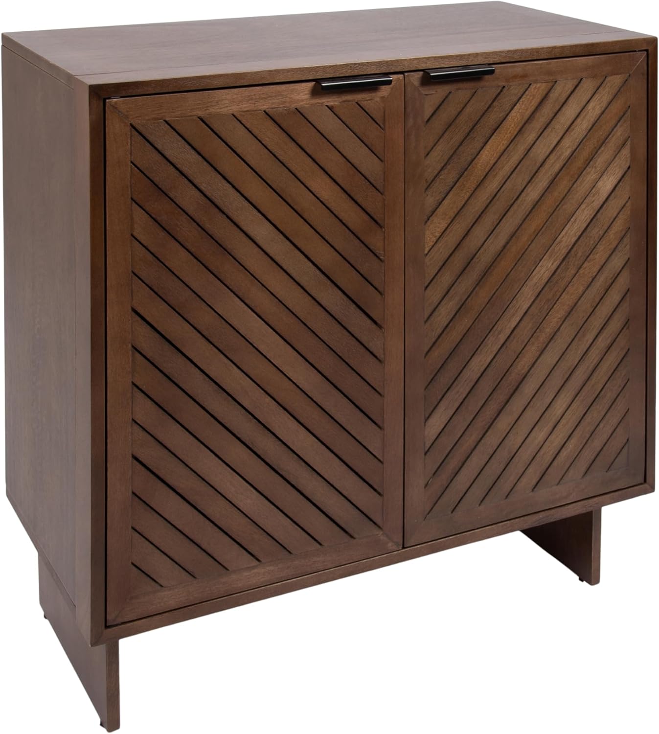 Kate and Laurel Mezzeta Modern Two-Door Chevron Slatted Wood Floor Storage Cabinet, 30 x 15 x 30, Natural Wood, Transitional Living Room TV Stand for Sideboard Buffet Cabinet or Bar Storage Buffet