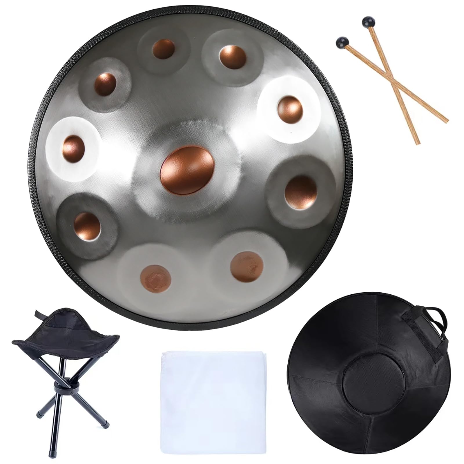 Handpan tambour en acier 10 tons instrument de musique forgé à la main