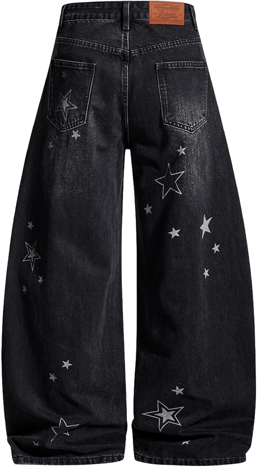 Aelfric Eden Baggy Barrel Jeans Washed Star Wide Leg Jeans Y2k Hip Hop Streetwear Denim Pants Trousers - Image 5