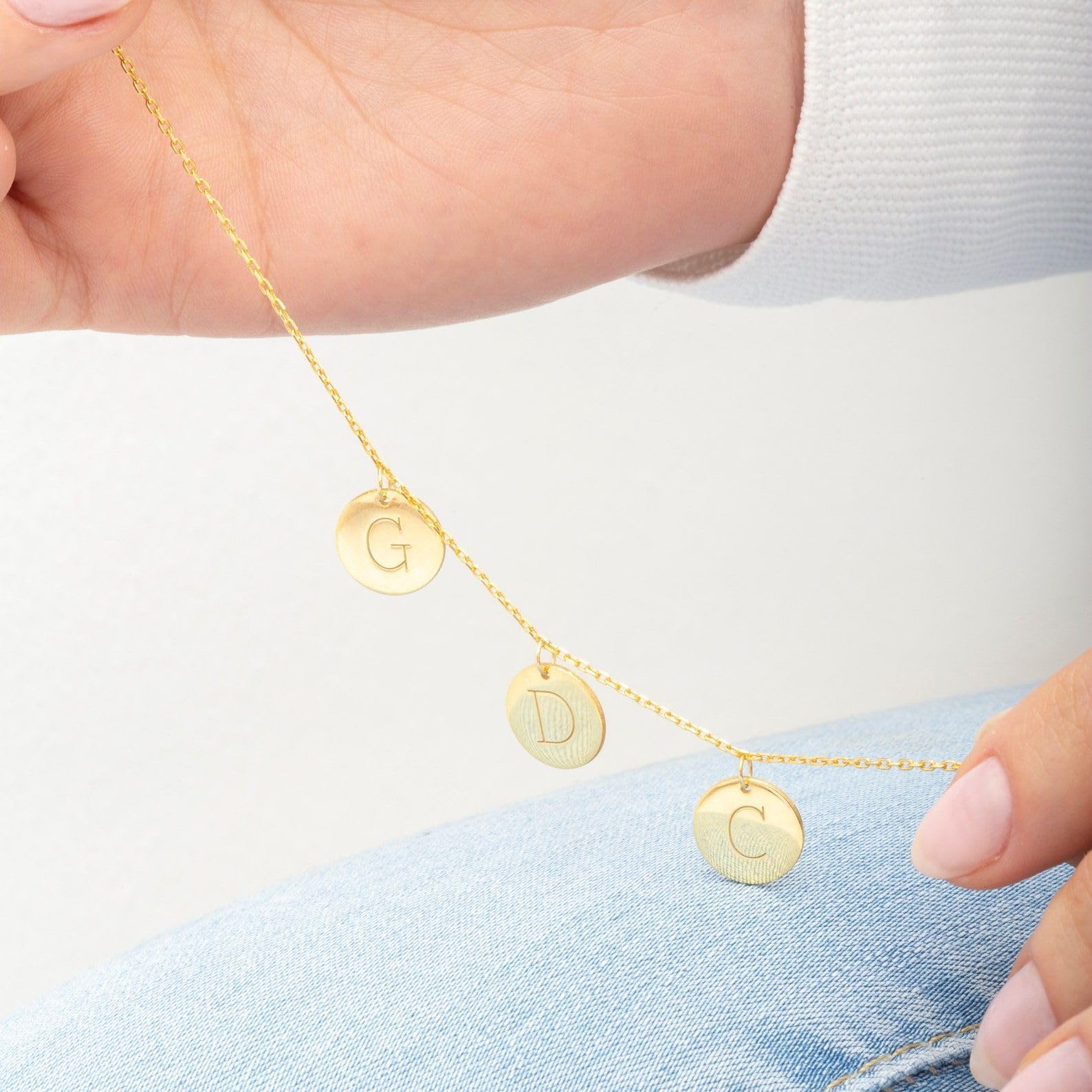 Personalizzato argento sterling disco collana iniziale ciondolo su misura gioiello