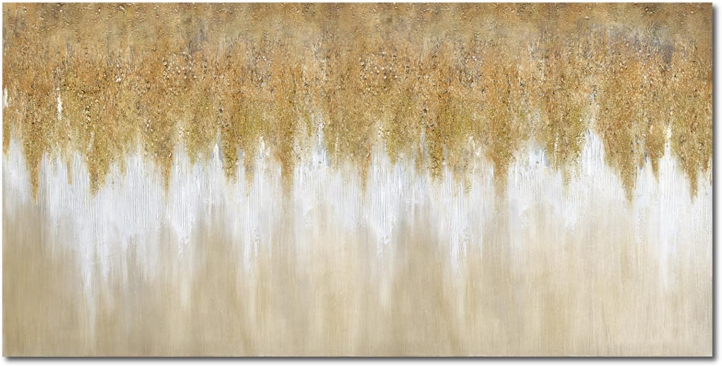 TRAIN2 ART Abstract Wall Art Gold Paintings Wall Decor 20" x 40" Minimalist Wall Art Large Artwork for Living Room Bedroom Kitchen Office