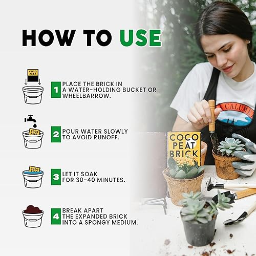 Miniatura 5 de Coco Coir 22.93 oz Brick - Ladrillo de turba de coco orgánico prémium para tierra de jardín y mezclas para macetas, mezclas de sustrato de fibra de