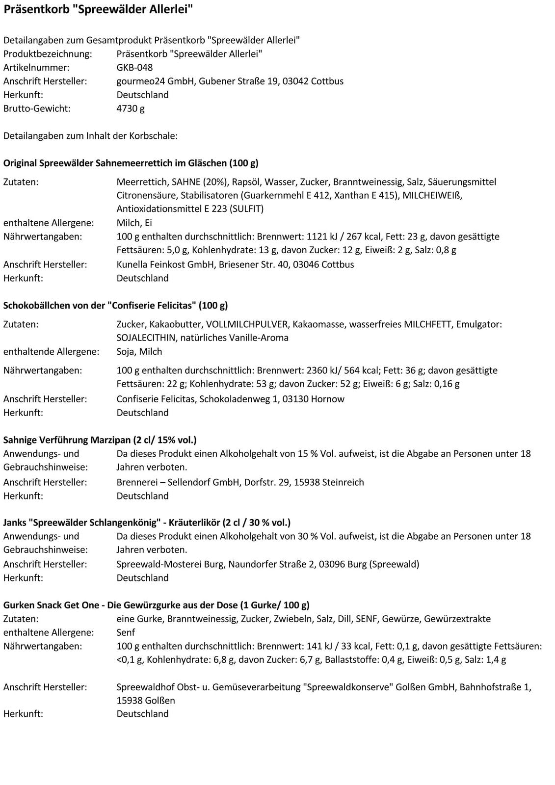 Präsentkorb 'Spreewälder Allerlei'