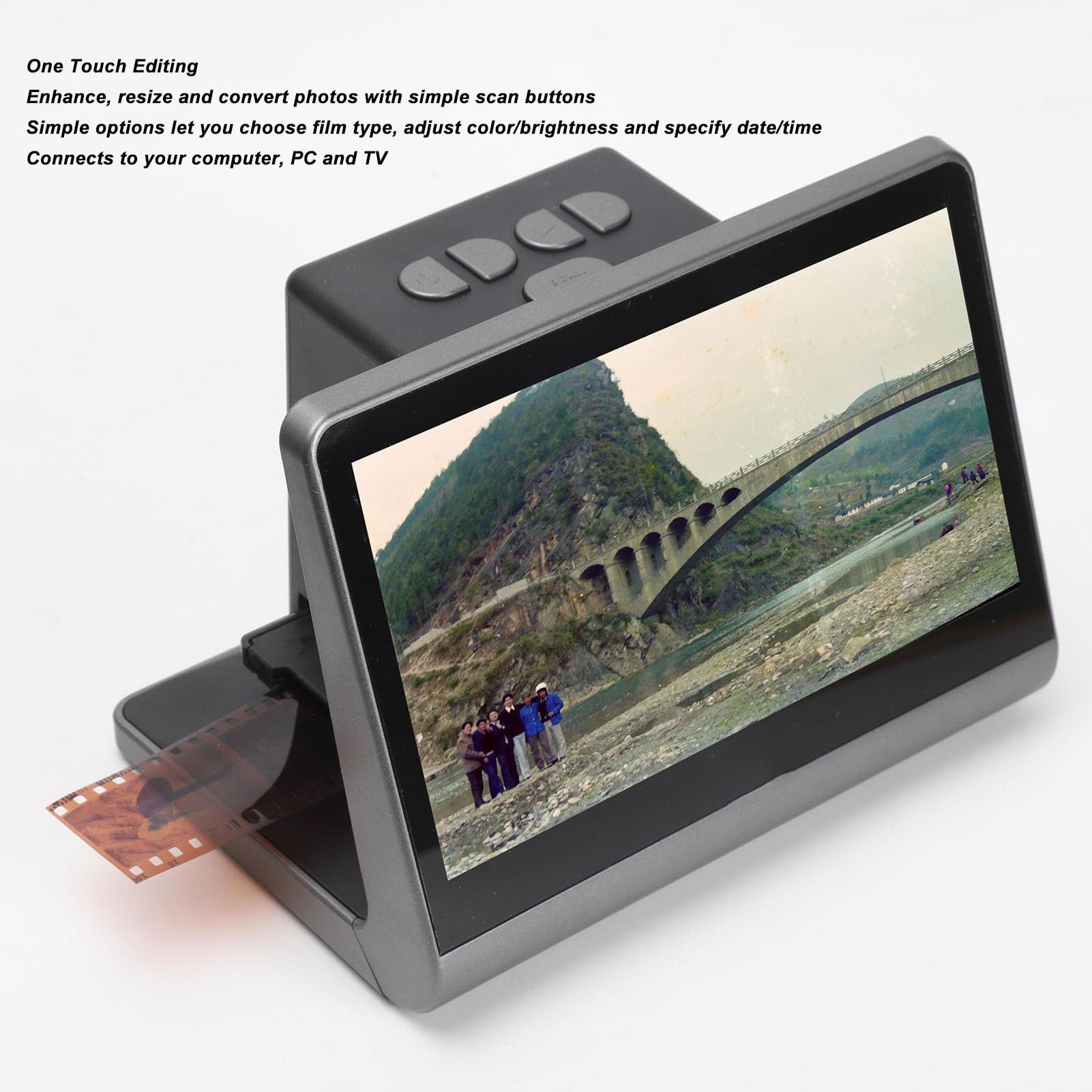 Skaner filmów i slajdów 48 MP z 7-calowym wyświetlaczem LED, cyfrowy skaner filmów kompatybilny z pamięcią 16 GB konwertuje 135/110/126 (wtyczka