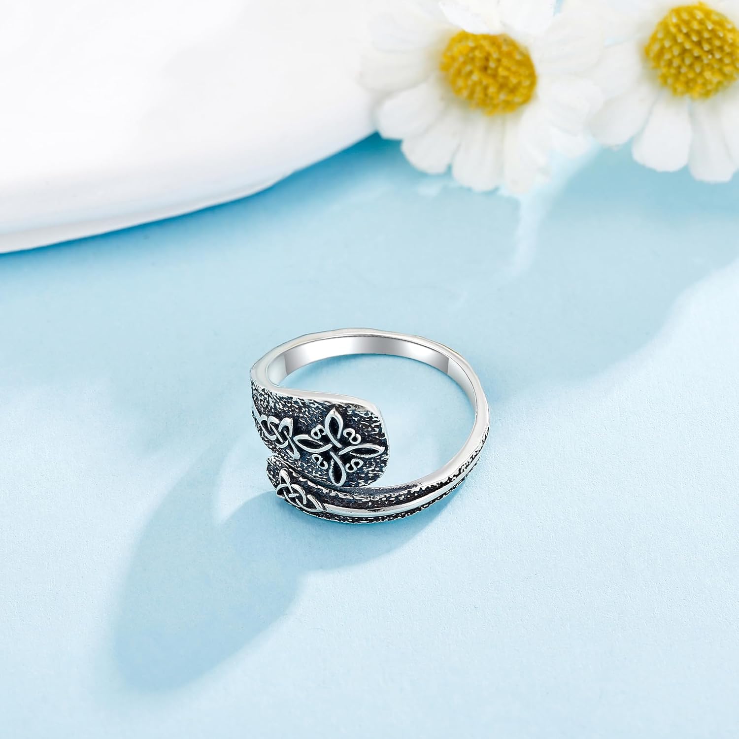 Spoon Rings 925 Sterling Silver Adjustable Hummingbird/Shark/Daisy/Tree Of Life/Dragonfly/Witches Knot/Sea Turtle Ring Thumb Rings Birthday Jewelry Gifts for Women Mother - Image 3