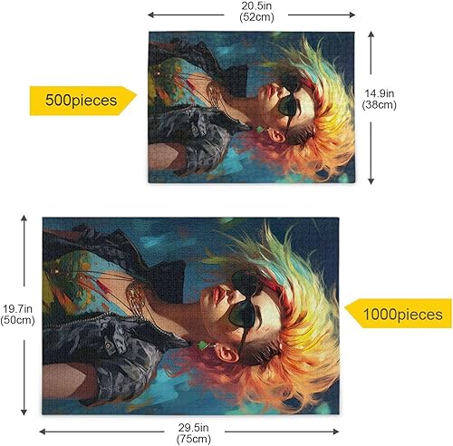 Miniatura 5 de Rompecabezas Cool Rock Girl de 500 piezas para adultos, rompecabezas educativos de aprendizaje, juguetes familiares difíciles y desafiantes con