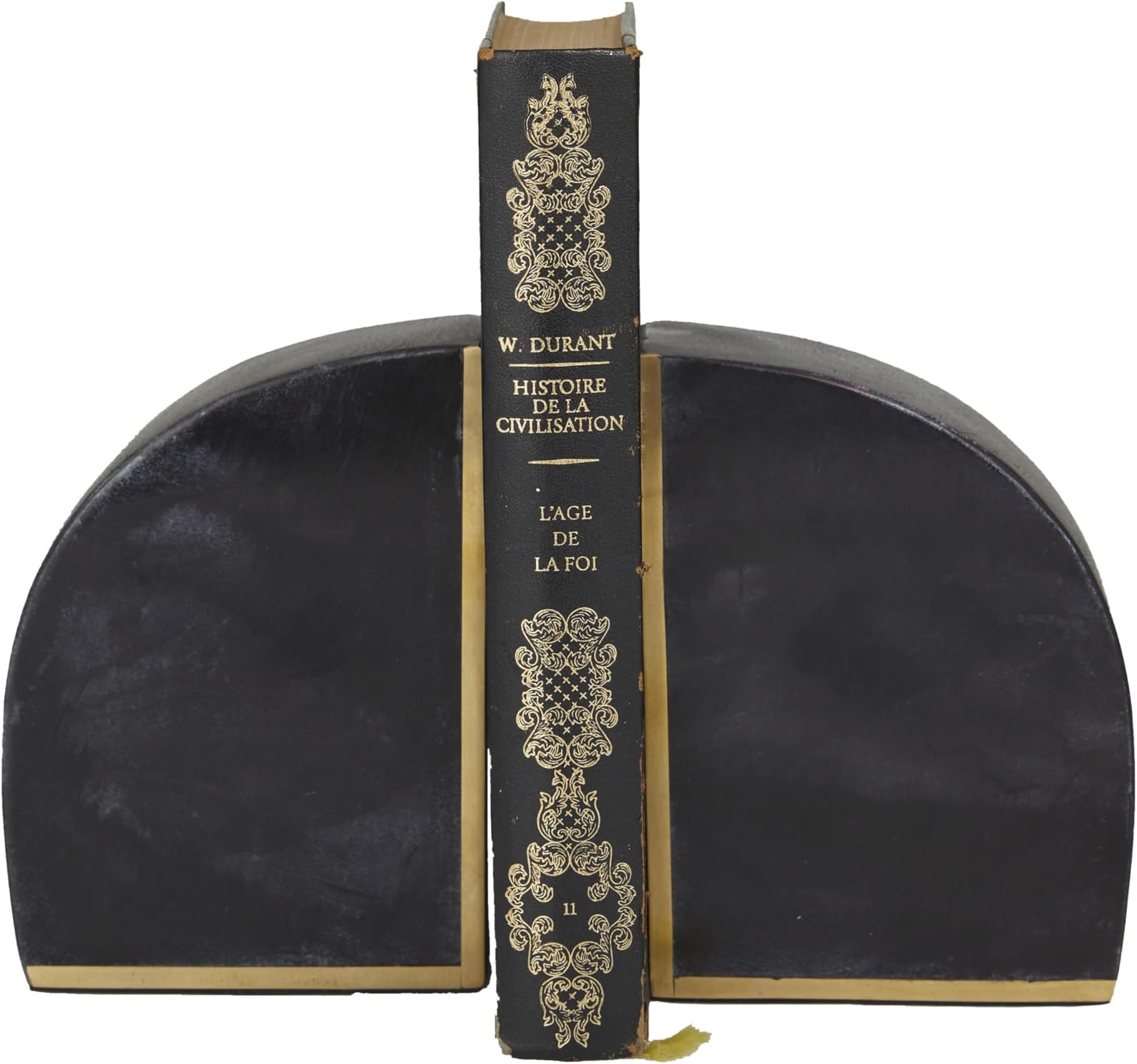 Marble Geometric Bookends with Gold Inlay, Set of 2 4"W, 6"H, Black