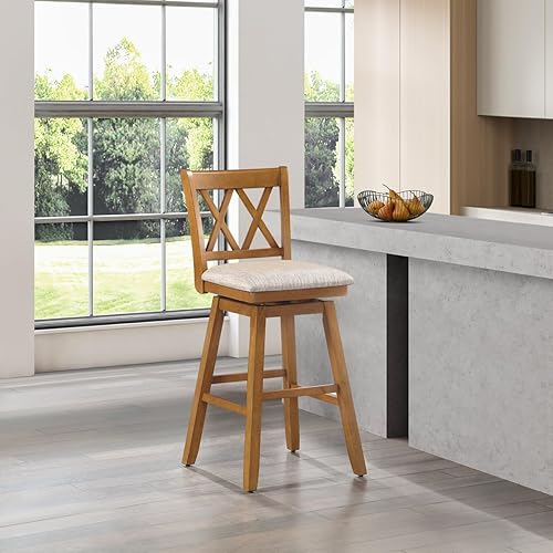 Miniatura 69 de Home Brookline - Taburete giratorio de bar con mecanismo giratorio de 360°, taburetes rústicos de granja para encimera de cocina con cojín, altura