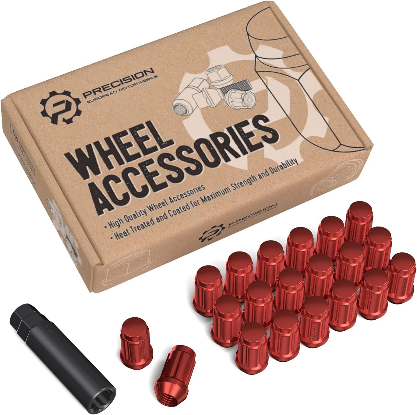 20 12X1.5 RED LUG NUTS Chevrolet Aveo Cobalt Colorado Parts