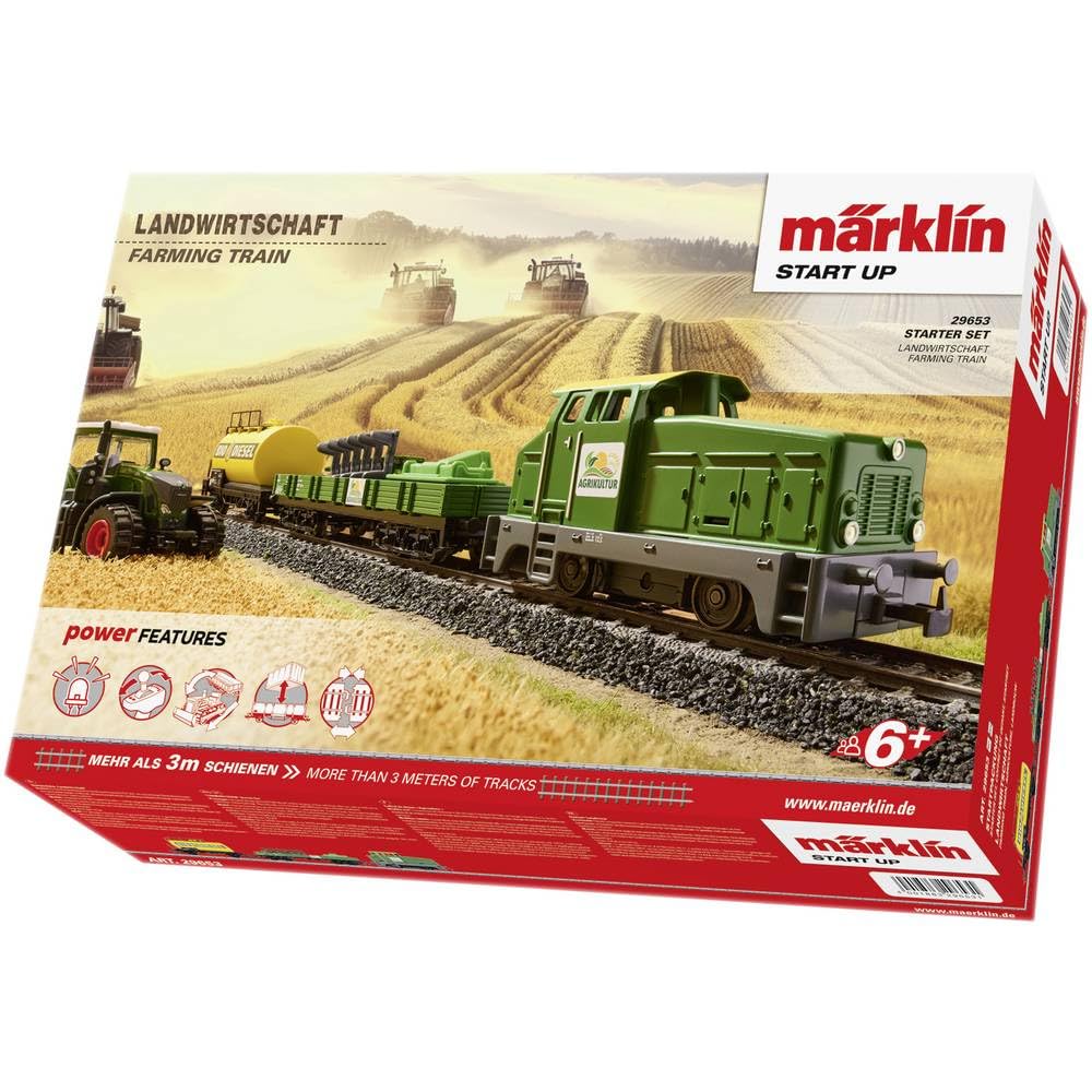 Märklin 29653 Start up Startpackung „Landwirtschaftszug“ – Modelleisenbahn Spur H0, digital, mit Gleisoval, Weichen, Landmaschinen & Märklin Power Control Stick – Einsteiger & Familien