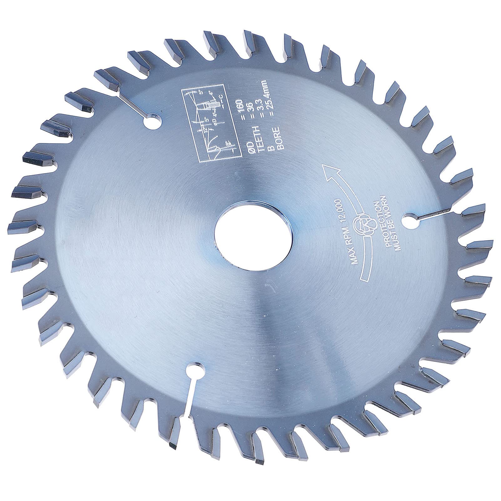 Brzeszczot z twardego stopu do obróbki drewna – 36 zębów, średnica 160 mm, trzpień 25,4 mm – niebieska powłoka zapobiegająca rdzy – tarcza tnąca do płyt z litego drewna