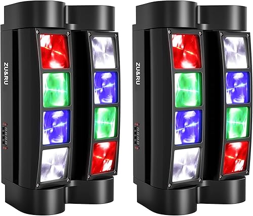 Spider Moving Head DJ Light, 8 LED Beam Stage Lights RGBW, sonido activadoDMX-512 Control para fiesta, iglesia, evento, concierto club evento