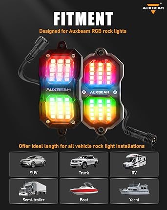 Auxbeam 2PCS 3.94FT Rock Lights Extension Wire