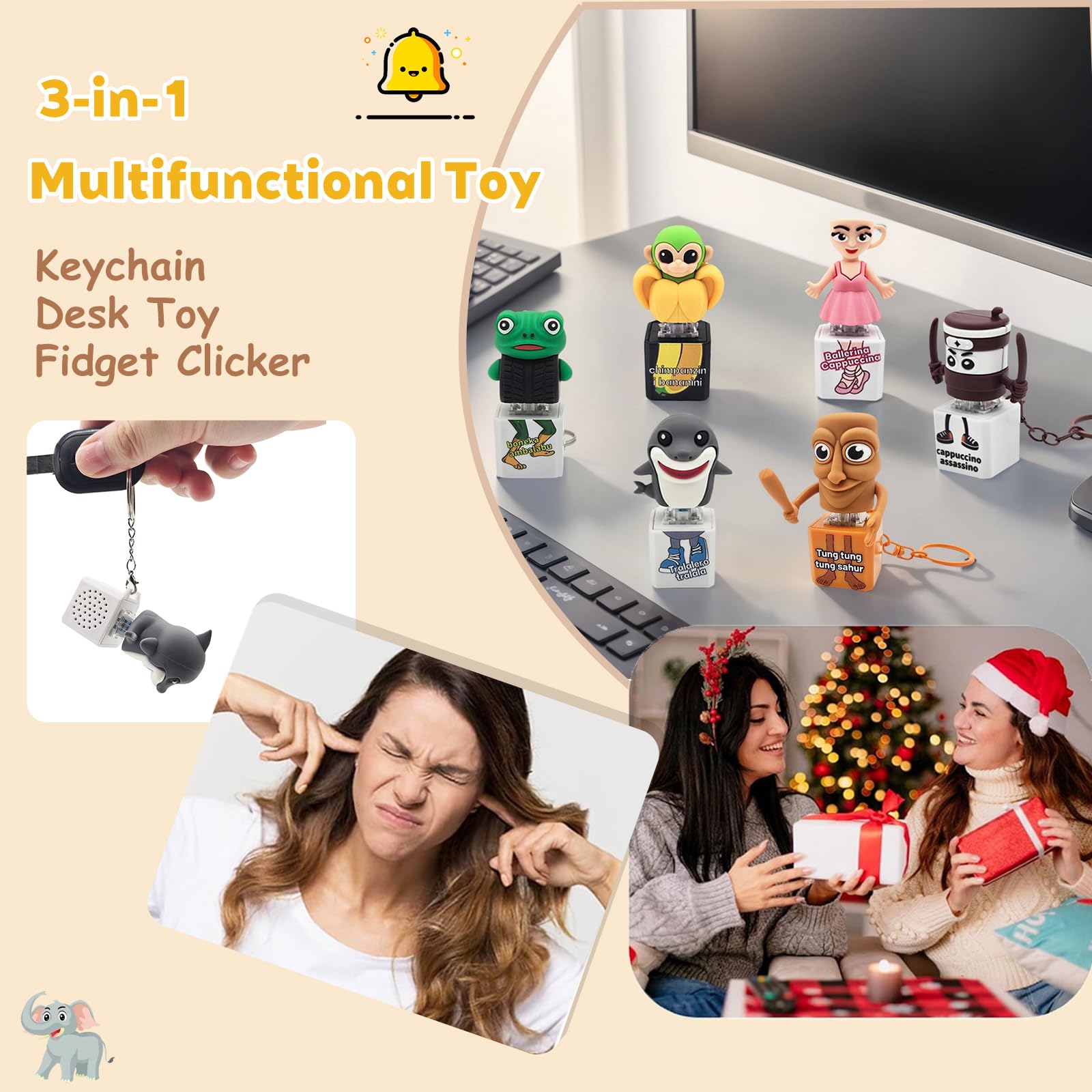 Amazon.com: Gtzzot Italian Brainrot Clicker Fidget Keychain with